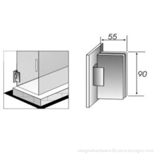 Shower Hinge, Wall to Glass